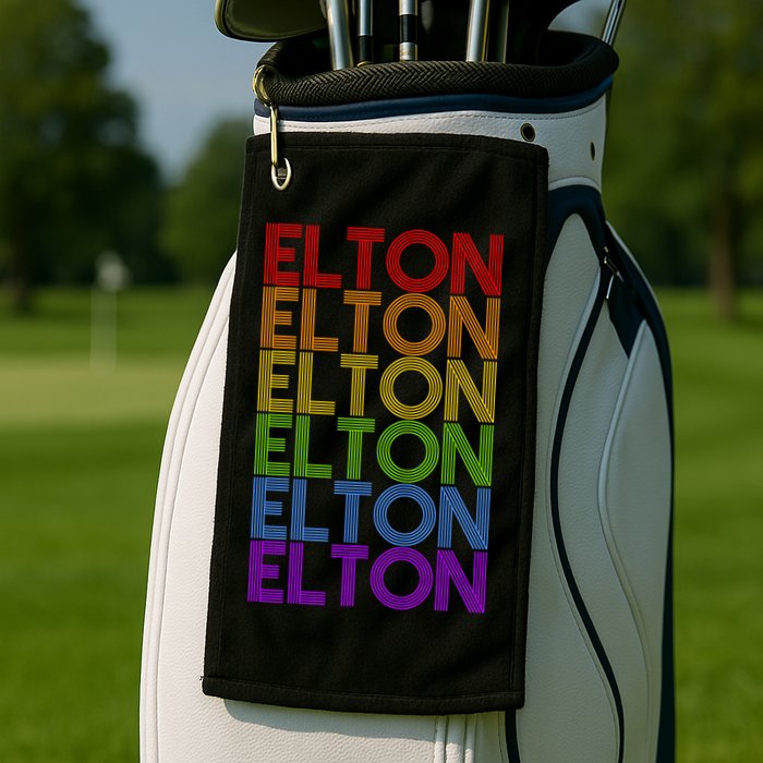 Elton Wordmark Pattern Retro Style Golf Towel