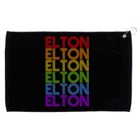 Elton Wordmark Pattern Retro Style Grommeted Golf Towel