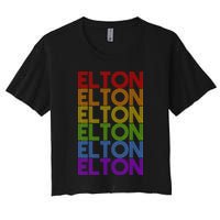 Elton Wordmark Pattern Retro Style Crop Top