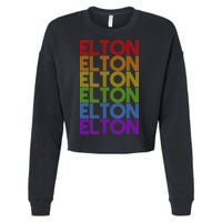 Elton Wordmark Pattern Retro Style Cropped Pullover Crew
