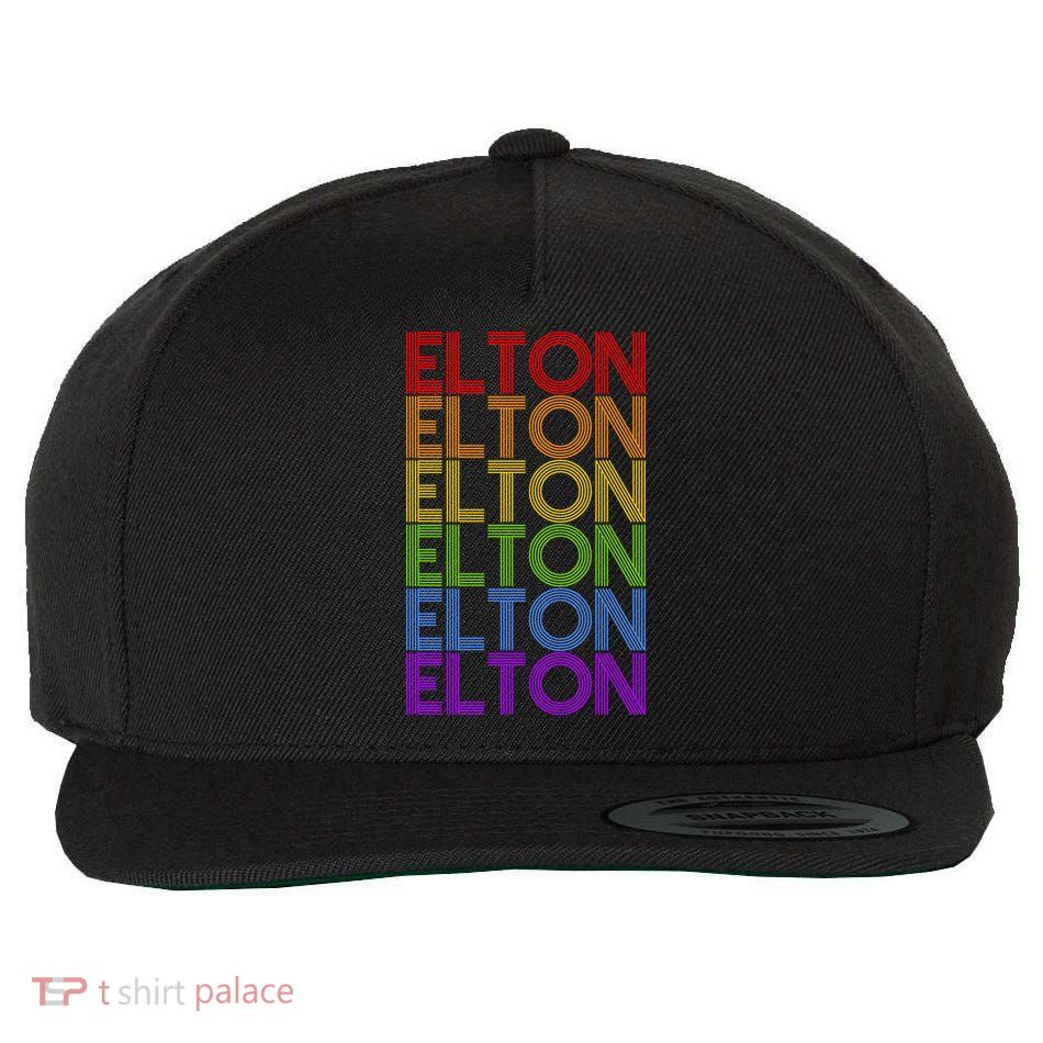 Elton Wordmark Pattern Retro Style Wool Snapback Cap