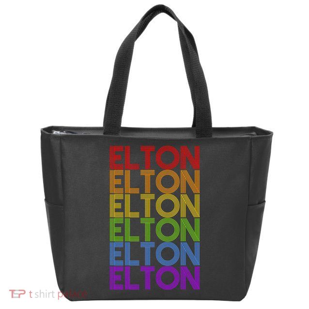 Elton Wordmark Pattern Retro Style Zip Tote Bag