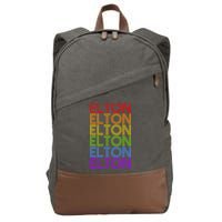 Elton Wordmark Pattern Retro Style Cotton Canvas Backpack