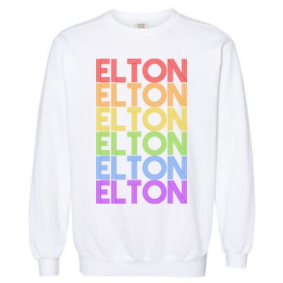 Elton Wordmark Pattern Retro Style Garment-Dyed Sweatshirt