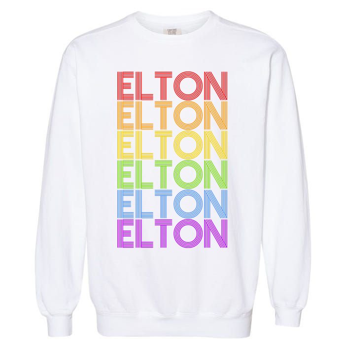 Elton Wordmark Pattern Retro Style Garment-Dyed Sweatshirt
