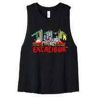 Excalibur Las Vegas Hotel Casino Retro Vintage Women's Racerback Cropped Tank