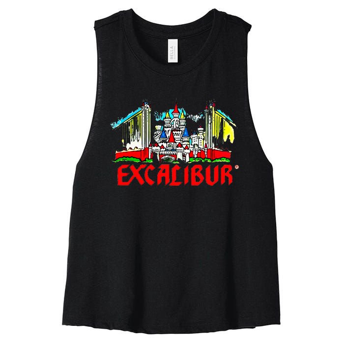 Excalibur Las Vegas Hotel Casino Retro Vintage Women's Racerback Cropped Tank