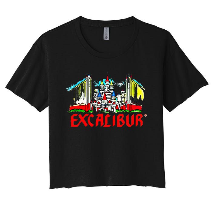 Excalibur Las Vegas Hotel Casino Retro Vintage Women's Crop Top Tee