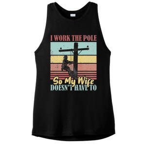 Electricians Lineman Worker Pride Ladies PosiCharge Tri-Blend Wicking Tank