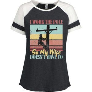 Electricians Lineman Worker Pride Enza Ladies Jersey Colorblock Tee