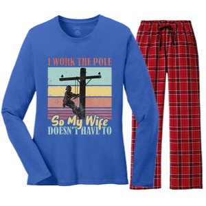 Electricians Lineman Worker Pride Women's Long Sleeve Flannel Pajama Set 