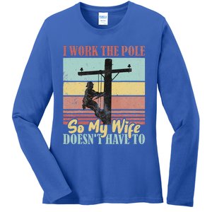 Electricians Lineman Worker Pride Ladies Long Sleeve Shirt