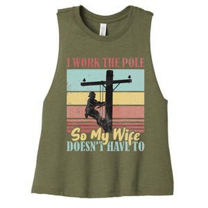 Electricians Lineman Worker Pride Women's Racerback Cropped Tank