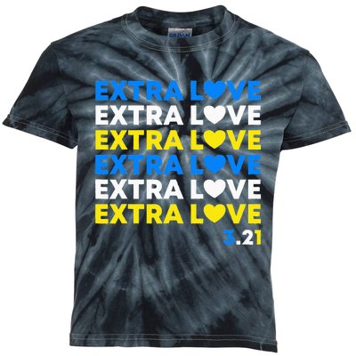 Extra Love World Down Syndrome Awareness Day March 21 T21 Kids Tie-Dye T-Shirt