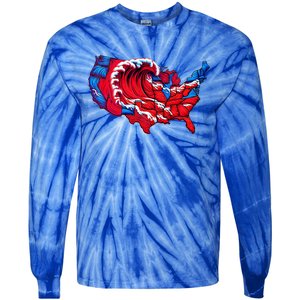 Election Map 2024 Presidential Race Red Republican Wave Tie-Dye Long Sleeve Shirt