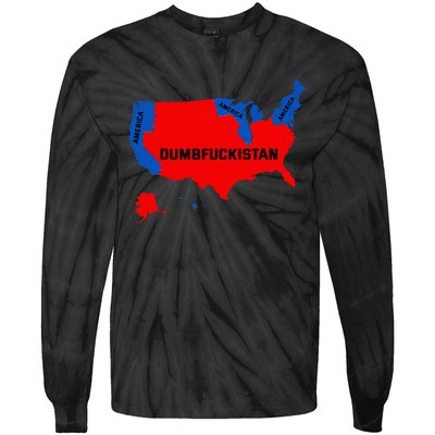 Election Map 2024 United States Of America Dumbfuckistan Tie-Dye Long Sleeve Shirt