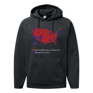 Election Map 2024 United States Of America Dumbfuckistan Performance Fleece Hoodie