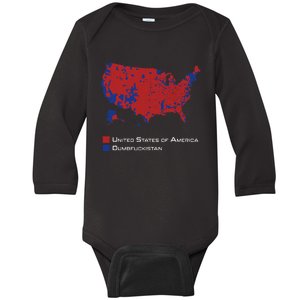 Election Map 2024 United States Of America Dumbfuckistan Baby Long Sleeve Bodysuit