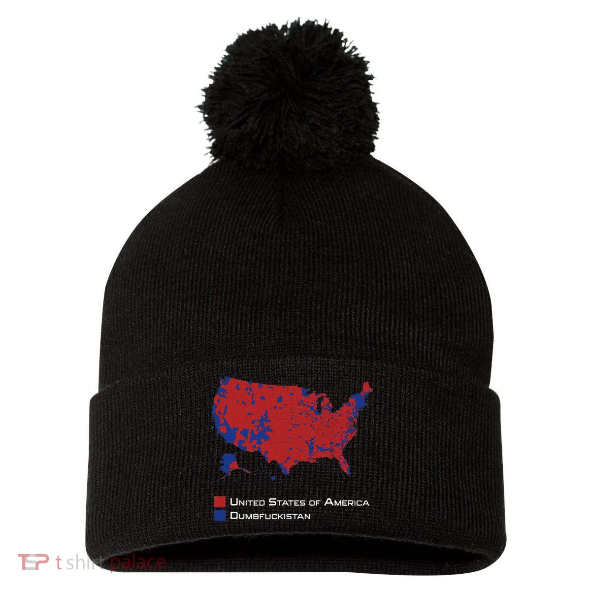 Election Map 2024 United States Of America Dumbfuckistan Pom Pom 12in Knit Beanie