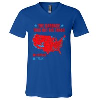 Electoral Map 2024 The Garbage Took Out The Trash V-Neck T-Shirt