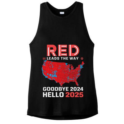 Election Map 2024 Usa Goodbye 2024 Hello 2025 Ladies PosiCharge Tri-Blend Wicking Tank