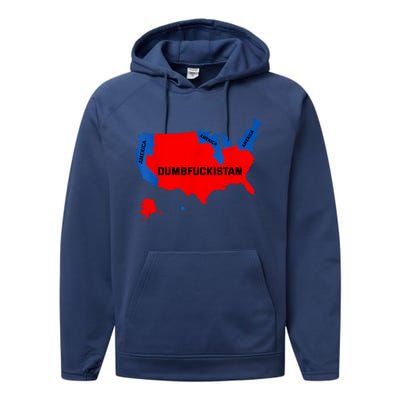 Election Map 2024 United States Of America Dumbfuckistan Performance Fleece Hoodie