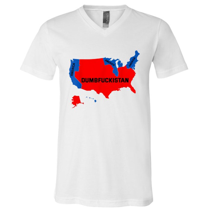 Election Map 2024 United States Of America Dumbfuckistan V-Neck T-Shirt