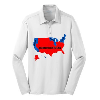 Election Map 2024 United States Of America Dumbfuckistan Silk Touch Performance Long Sleeve Polo