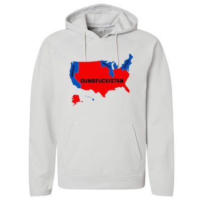 Election Map 2024 United States Of America Dumbfuckistan Performance Fleece Hoodie