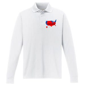 Election Map 2024 United States Of America Dumbfuckistan Performance Long Sleeve Polo