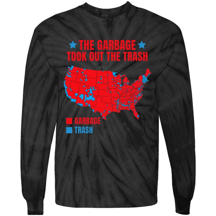 Electoral Map 2024 The Garbage Took Out The Trash Trump 312 Tie-Dye Long Sleeve Shirt