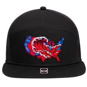 Election Map 2024 Presidential Race Red Republican Wave 7 Panel Mesh Trucker Snapback Hat