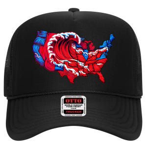 Election Map 2024 Presidential Race Red Republican Wave High Crown Mesh Back Trucker Hat