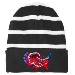 Election Map 2024 Presidential Race Red Republican Wave Striped Beanie with Solid Band