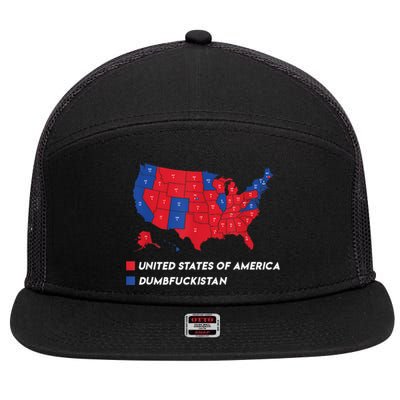 Election Map 2024 United States Of America Dumbfuckistan 7 Panel Mesh Trucker Snapback Hat