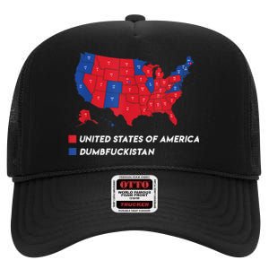 Election Map 2024 United States Of America Dumbfuckistan High Crown Mesh Back Trucker Hat