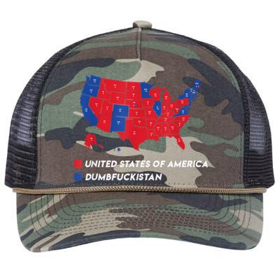 Election Map 2024 United States Of America Dumbfuckistan Retro Rope Trucker Hat Cap