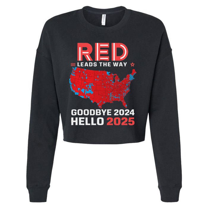 Election Map 2024 Usa Goodbye 2024 Hello 2025 New Year 2025 Cropped Pullover Crew