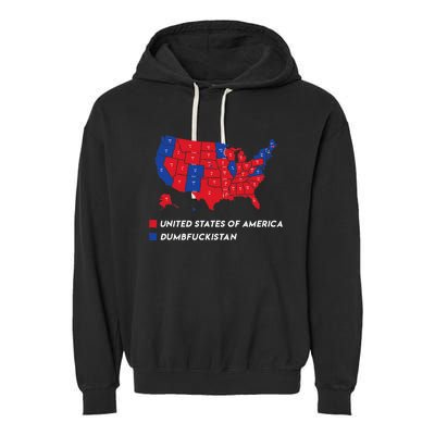 Election Map 2024 United States Of America Dumbfuckistan Garment-Dyed Fleece Hoodie