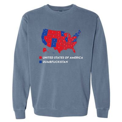 Election Map 2024 United States Of America Dumbfuckistan Garment-Dyed Sweatshirt