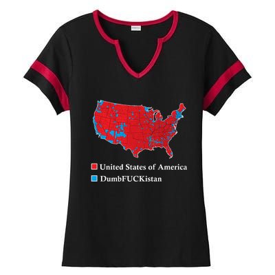 Electoral Map 2024 Donald Trump United States Of America Dumbfuckistan Ladies Halftime Notch Neck Tee