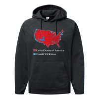 Electoral Map 2024 Donald Trump United States Of America Dumbfuckistan Performance Fleece Hoodie