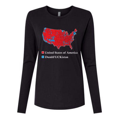 Electoral Map 2024 Donald Trump United States Of America Dumbfuckistan Womens Cotton Relaxed Long Sleeve T-Shirt