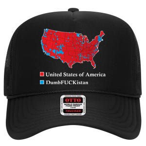 Electoral Map 2024 Donald Trump United States Of America Dumbfuckistan High Crown Mesh Back Trucker Hat