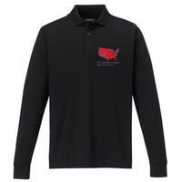 Electoral Map 2024 Donald Trump United States Of America Dumbfuckistan Performance Long Sleeve Polo