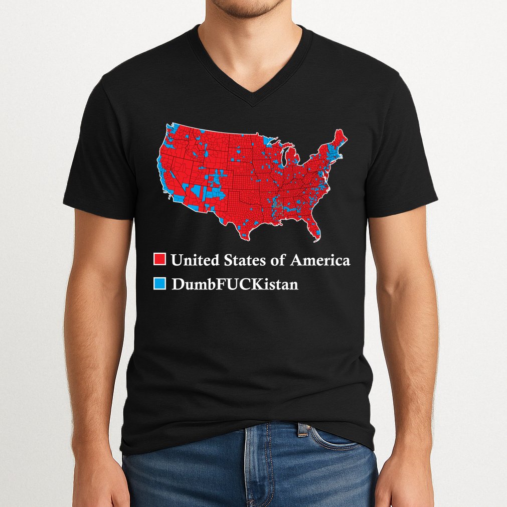 Electoral Map 2024 Donald Trump United States Of America Dumbfuckistan V-Neck T-Shirt