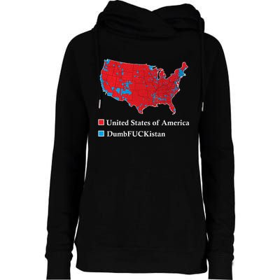 Electoral Map 2024 Donald Trump United States Of America Dumbfuckistan Womens Funnel Neck Pullover Hood