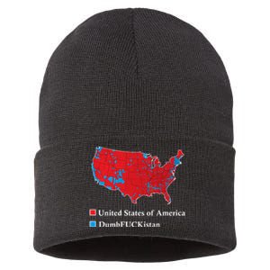 Electoral Map 2024 Donald Trump United States Of America Dumbfuckistan Sustainable Knit Beanie