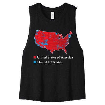 Electoral Map 2024 Donald Trump United States Of America Dumbfuckistan Women's Racerback Cropped Tank