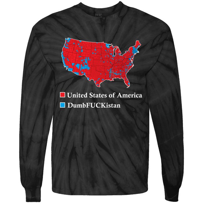 Electoral Map 2024 Donald Trump United States Of America Dumbfuckistan Tie-Dye Long Sleeve Shirt